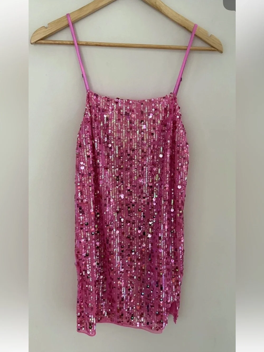 Free People Midnight Kiss Pink Sequin Mini Slipdress NWT Size Small